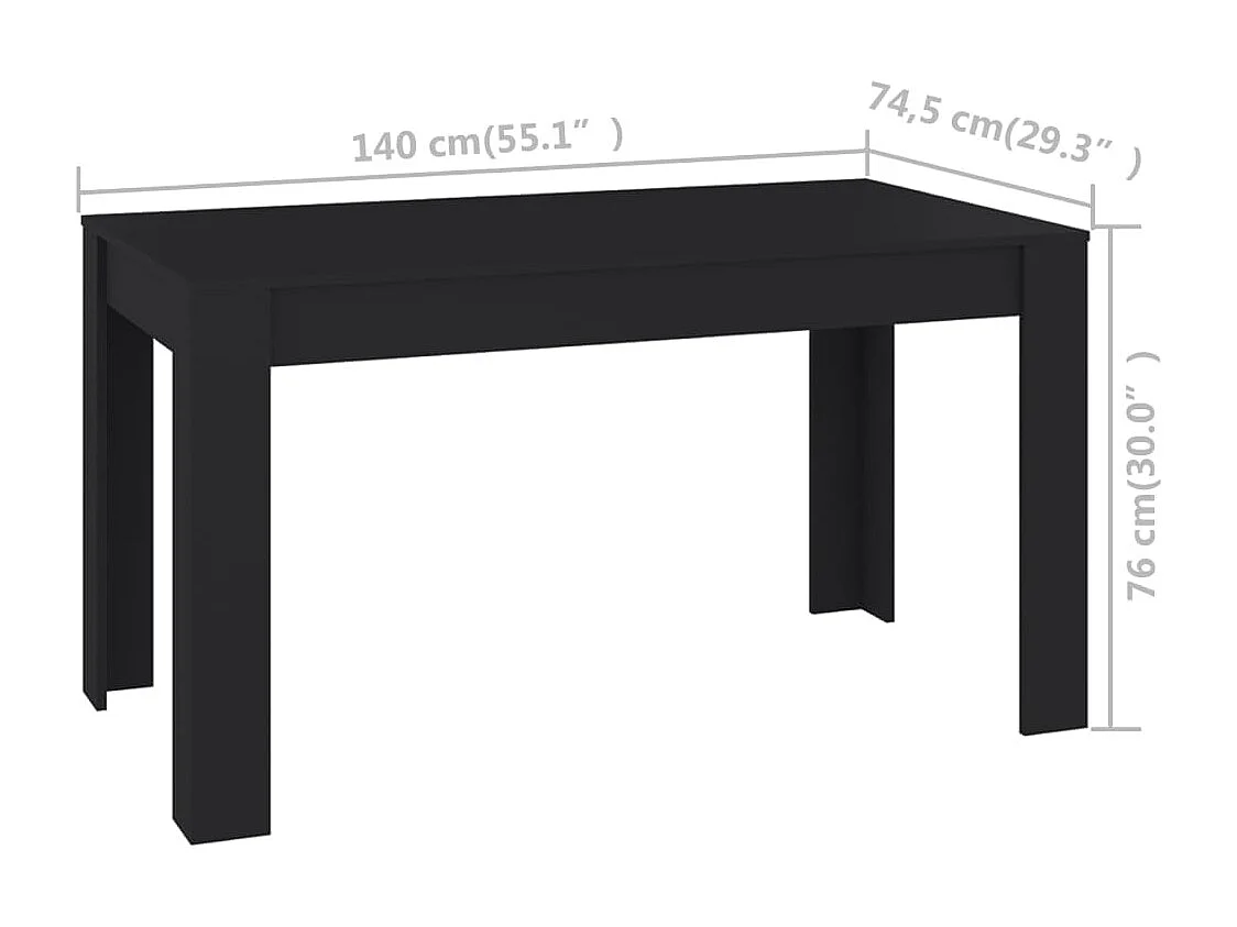 Table de salle à manger Noir 140x74,5x76