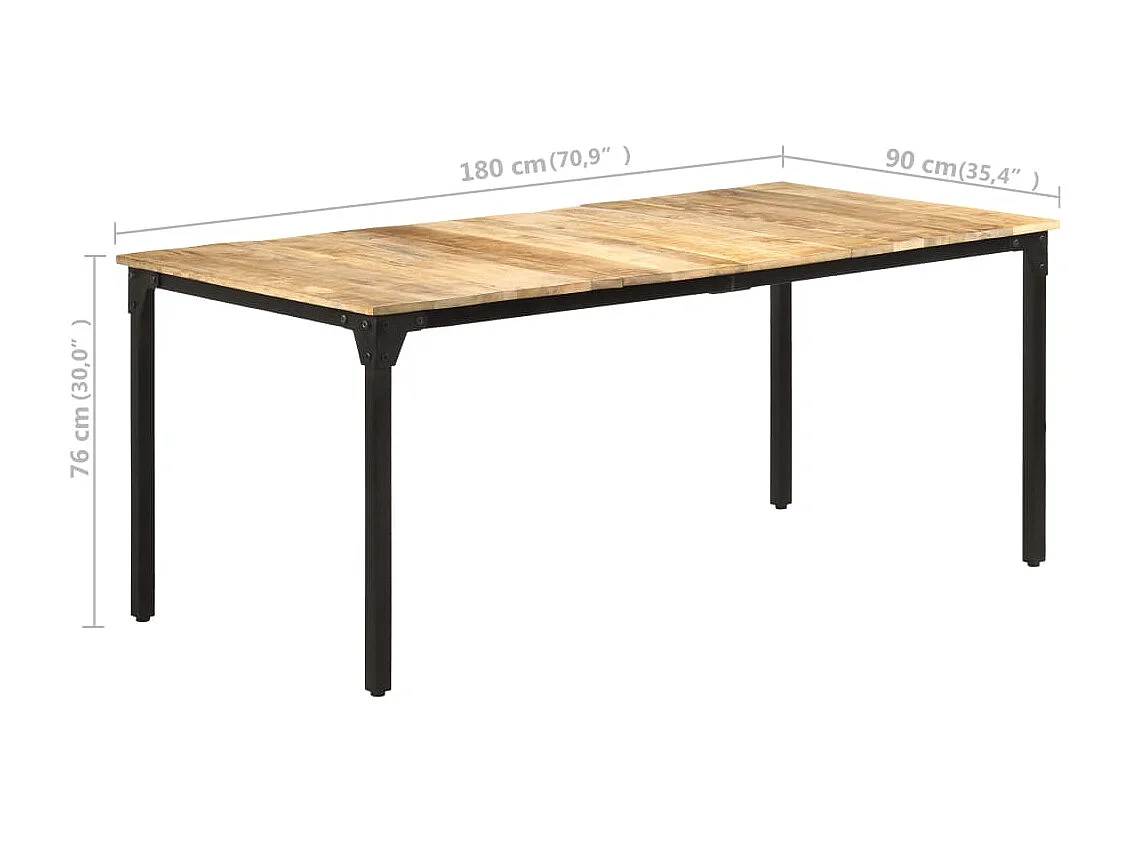Table de salle à manger 180x90x76 Bois de manguier Kizzo 180