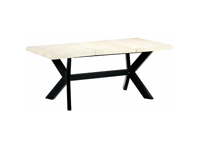Table à manger manguier massif clair et pieds métal noir Maxi 180