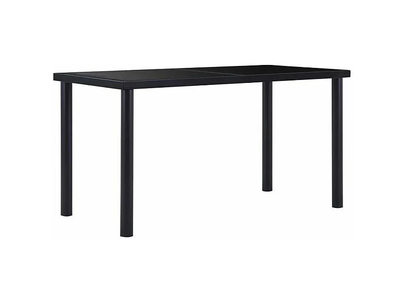 Table à manger verre trempé et pieds métal noir Orati 140cm