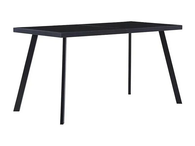 Table rectangulaire verre trempé noir et pieds métal Ragya 140cm
