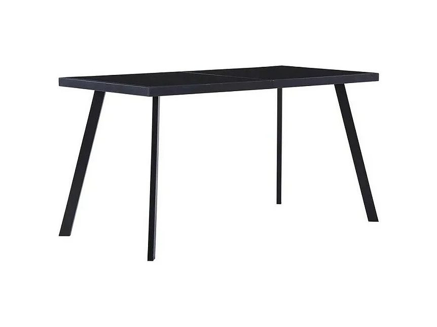 Table rectangulaire verre trempé noir et pieds métal Ragya 140cm