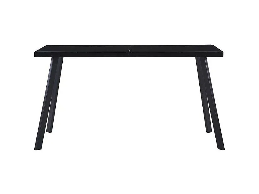 Table rectangulaire verre trempé noir et pieds métal Ragya 140cm