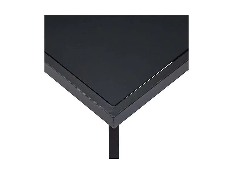 Table rectangulaire verre trempé noir et pieds métal Ragya 140cm