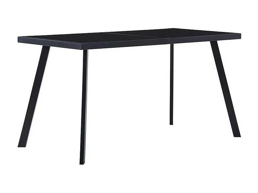 Table rectangulaire verre trempé noir et pieds métal Ragya 140cm