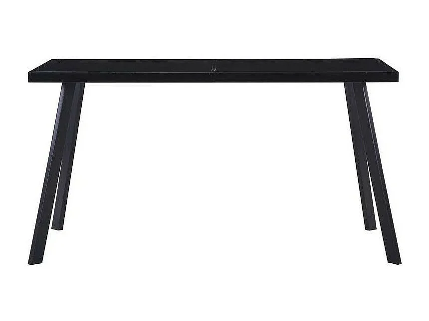 Table rectangulaire verre trempé noir et pieds métal Ragya 140cm