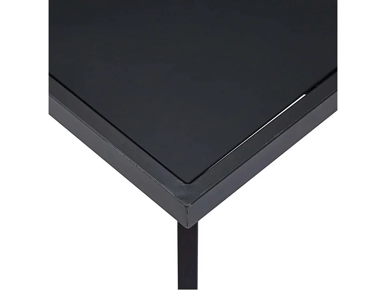 Table rectangulaire verre trempé noir et pieds métal Ragya 140cm