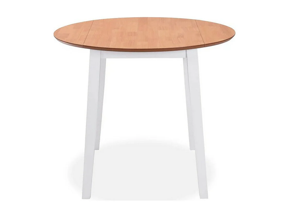 Table ronde bois clair et pieds hévéa massif blanc Verco D 90cm