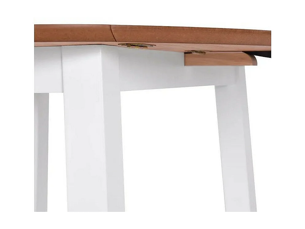 Table ronde bois clair et pieds hévéa massif blanc Verco D 90cm
