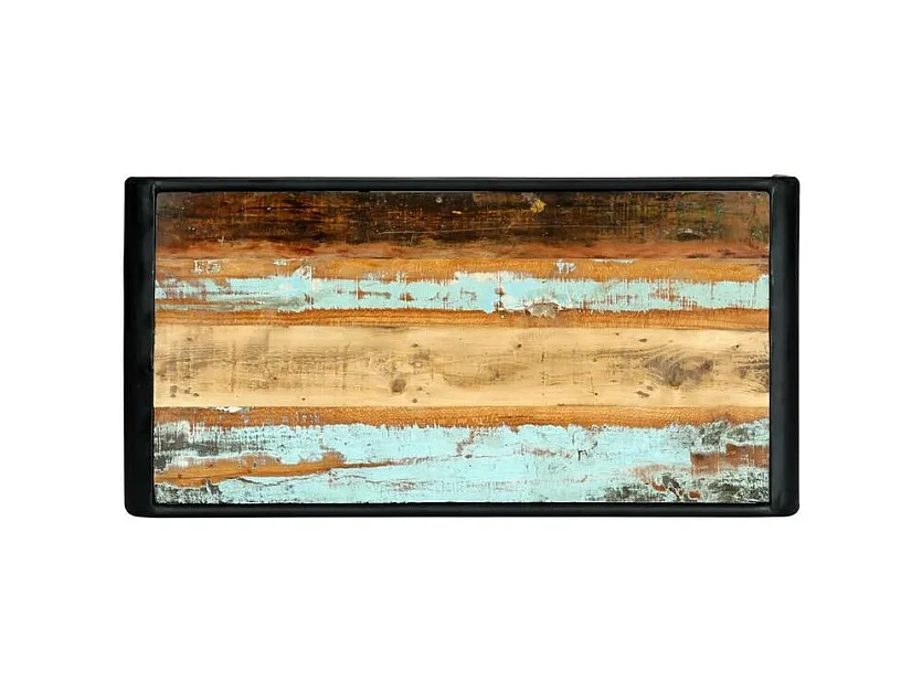 Table bois de récupération et pieds métal noir Reej 118cm