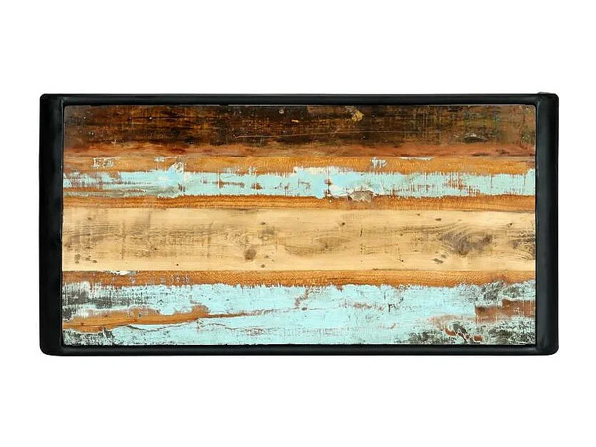 Table bois de récupération et pieds métal noir Reej 118cm