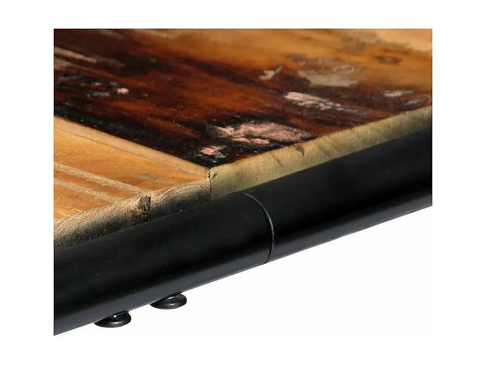Table bois de récupération et pieds métal noir Reej 118cm