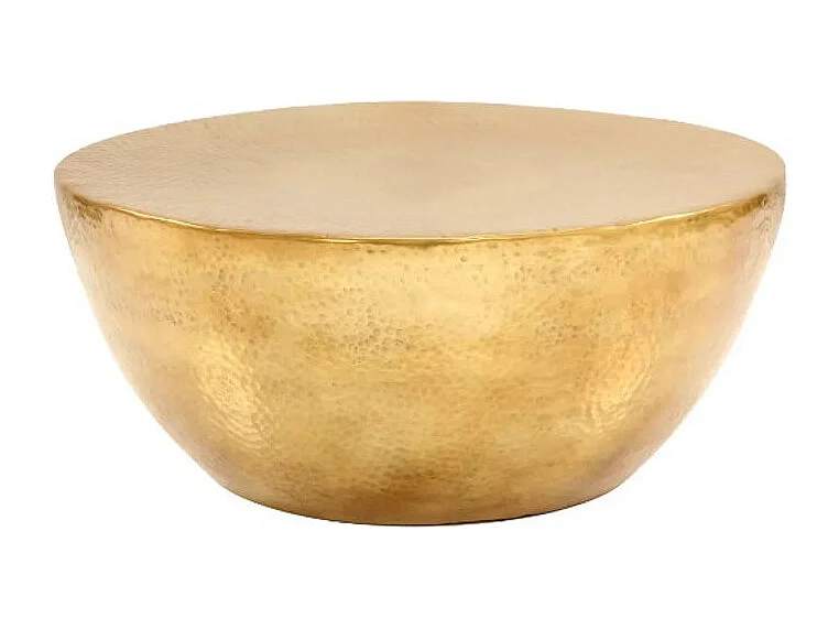 Table basse ronde métal martelé doré Sym D 70cm