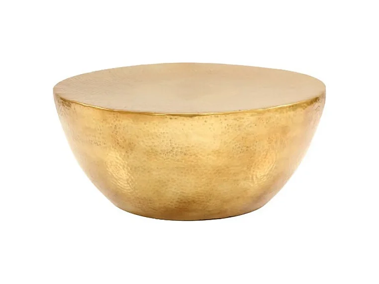 Table basse ronde métal martelé doré Sym D 70cm