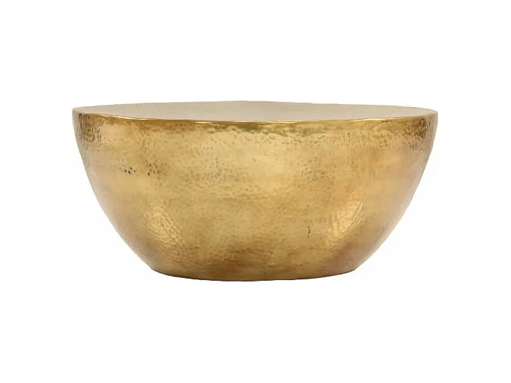 Table basse ronde métal martelé doré Sym D 70cm