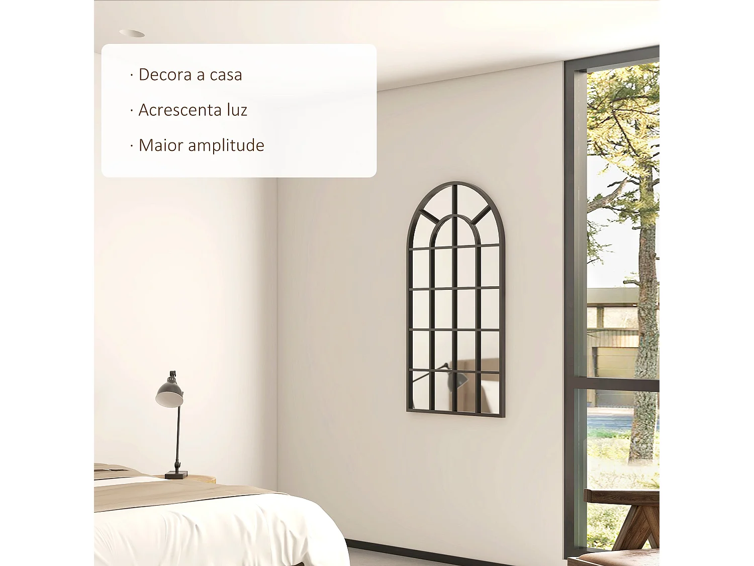 Espelho Decorativo Moderno 65x110 cm com Estrutura de Metal para Decoração de Interiores