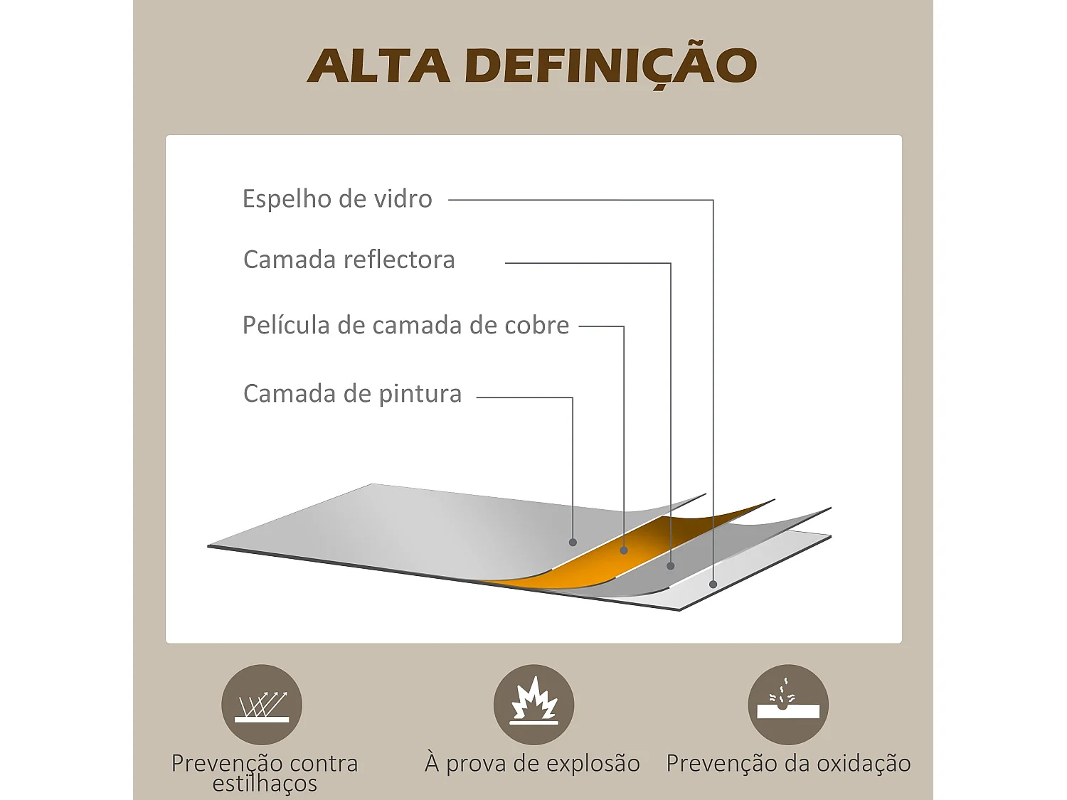 Espelho Decorativo Moderno 65x110 cm com Estrutura de Metal para Decoração de Interiores