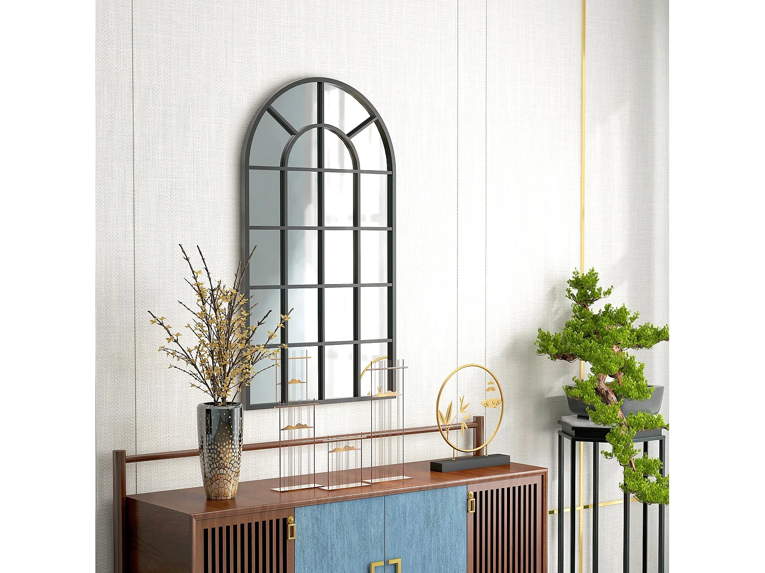 Espelho Decorativo Moderno 65x110 cm com Estrutura de Metal para Decoração de Interiores