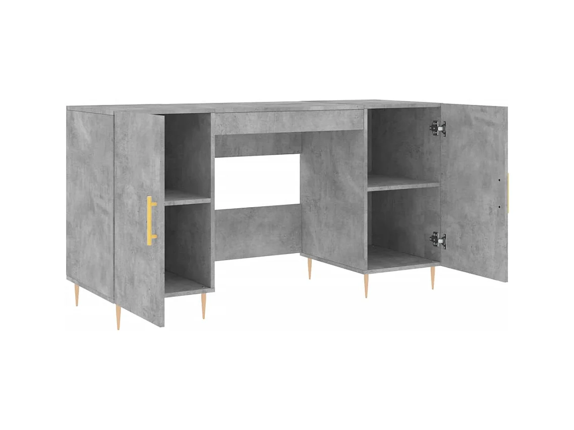 Bureau gris béton 140x50x75 bois d'ingénierie