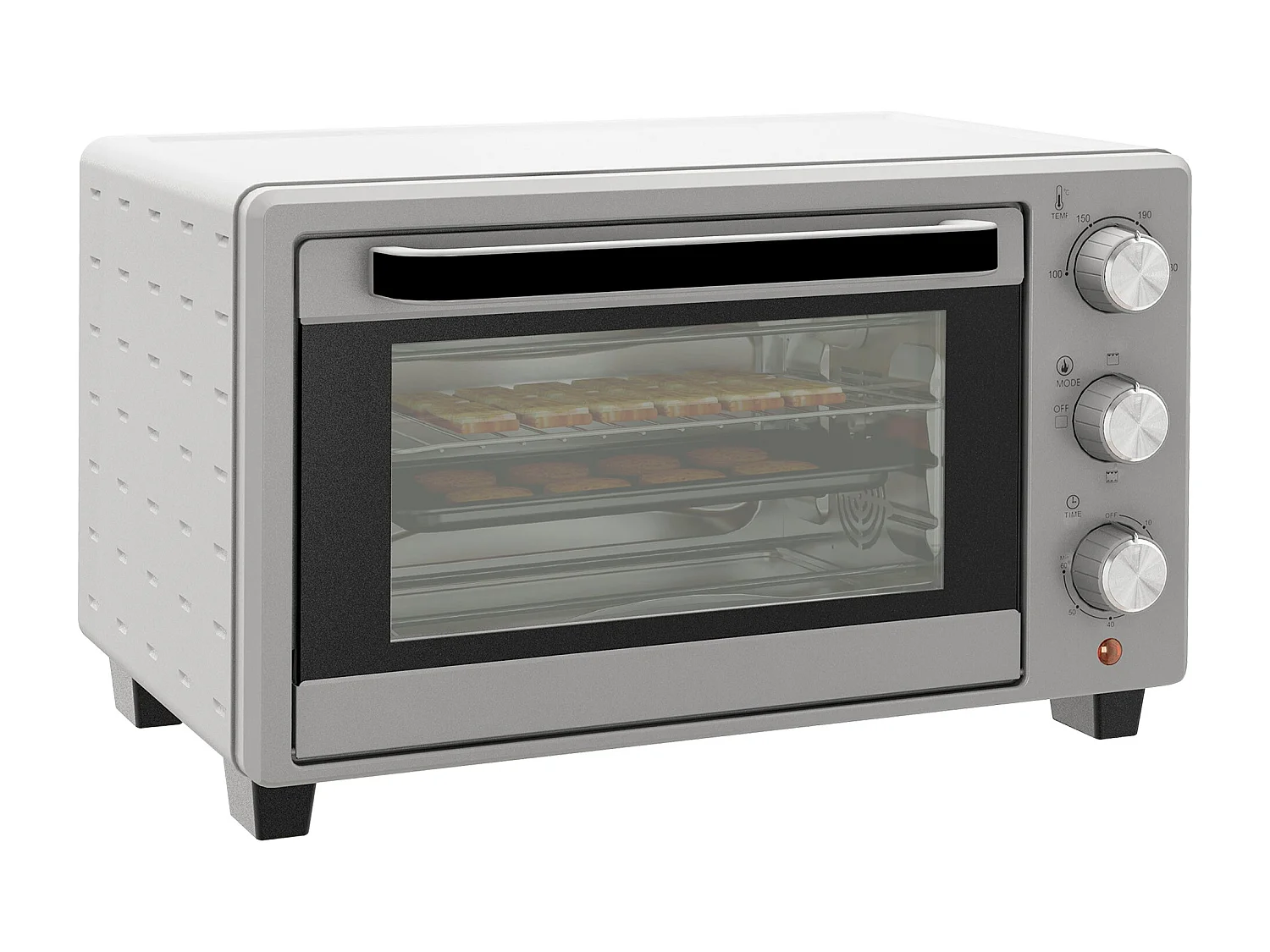Horno de sobremesa Alec Homcom 1400W 21L 3 modos + temporizador gris 46 cm