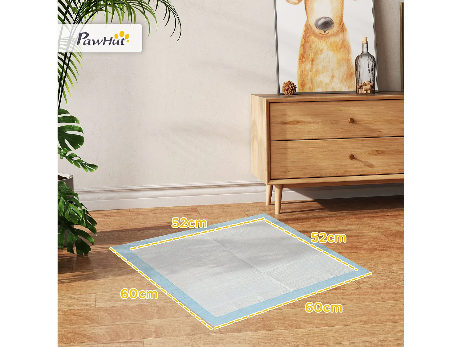 PawHut Resguardos de Treino para Animais de Estimação - 80 Unidades Absorventes 45x60 cm com 6 Camadas e Superfície Secagem Rápida Azul