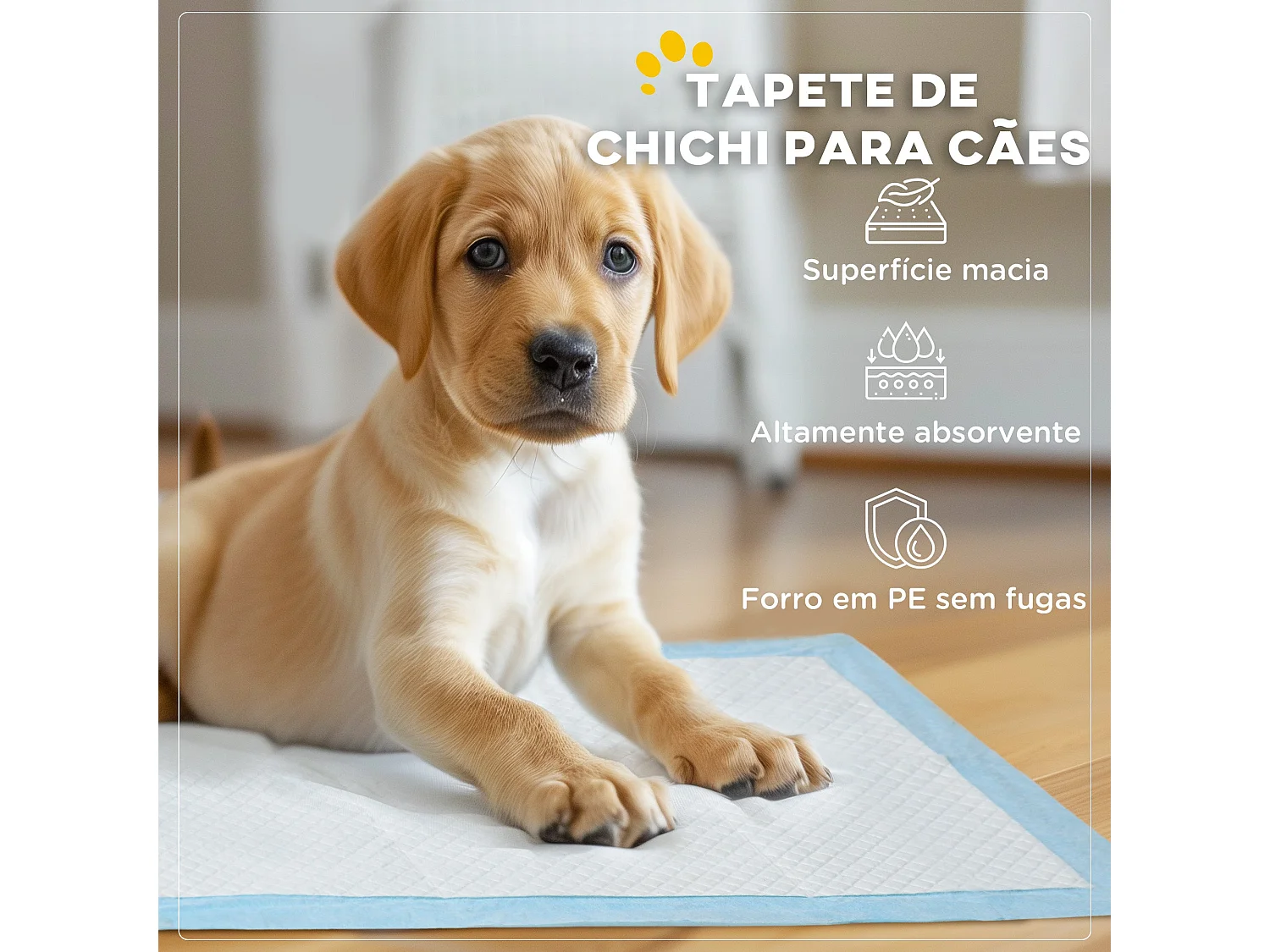 PawHut Resguardos de Treino para Animais de Estimação - 80 Unidades Absorventes 45x60 cm com 6 Camadas e Superfície Secagem Rápida Azul