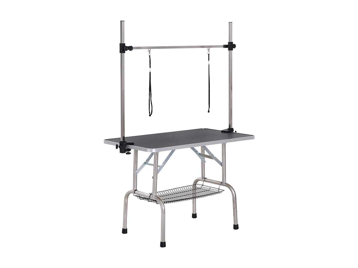 Mesa de Tosquia Dobrável para Cães com Prateleira de Armazenamento e Altura Ajustável - PawHut