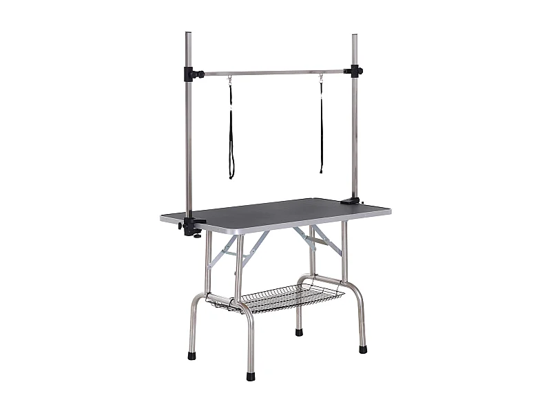 Mesa de Tosquia Dobrável para Cães com Prateleira de Armazenamento e Altura Ajustável - PawHut