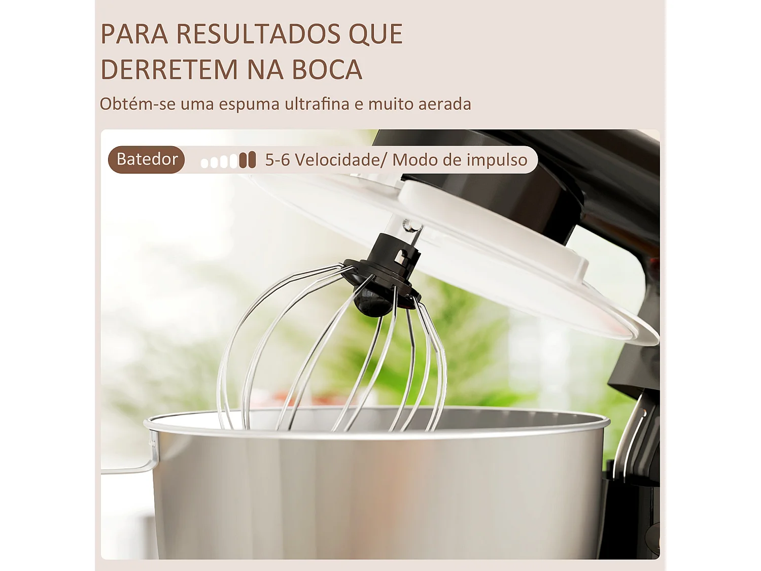 Amasadora Homcom 1300W 6 velocidades 4,5L acero inox negro