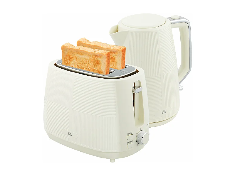 Set hervidor + tostador Homcom 2200W 1,7L 2 rebanadas crema