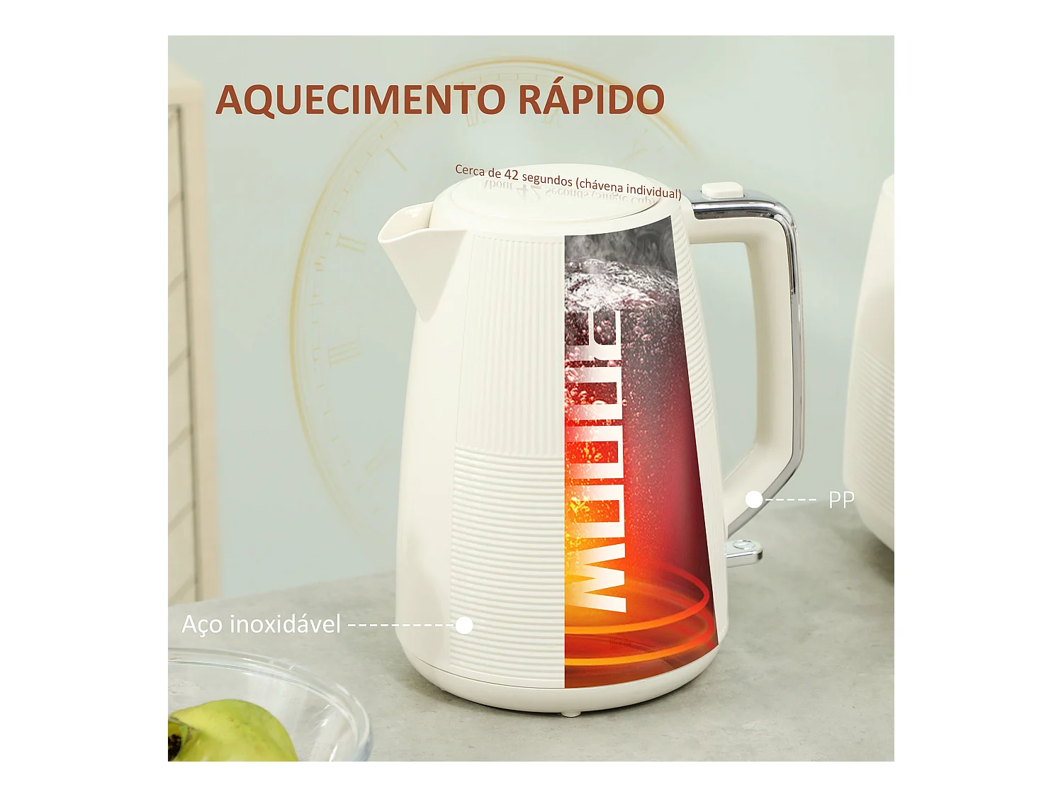 Set hervidor + tostador Homcom 2200W 1,7L 2 rebanadas crema