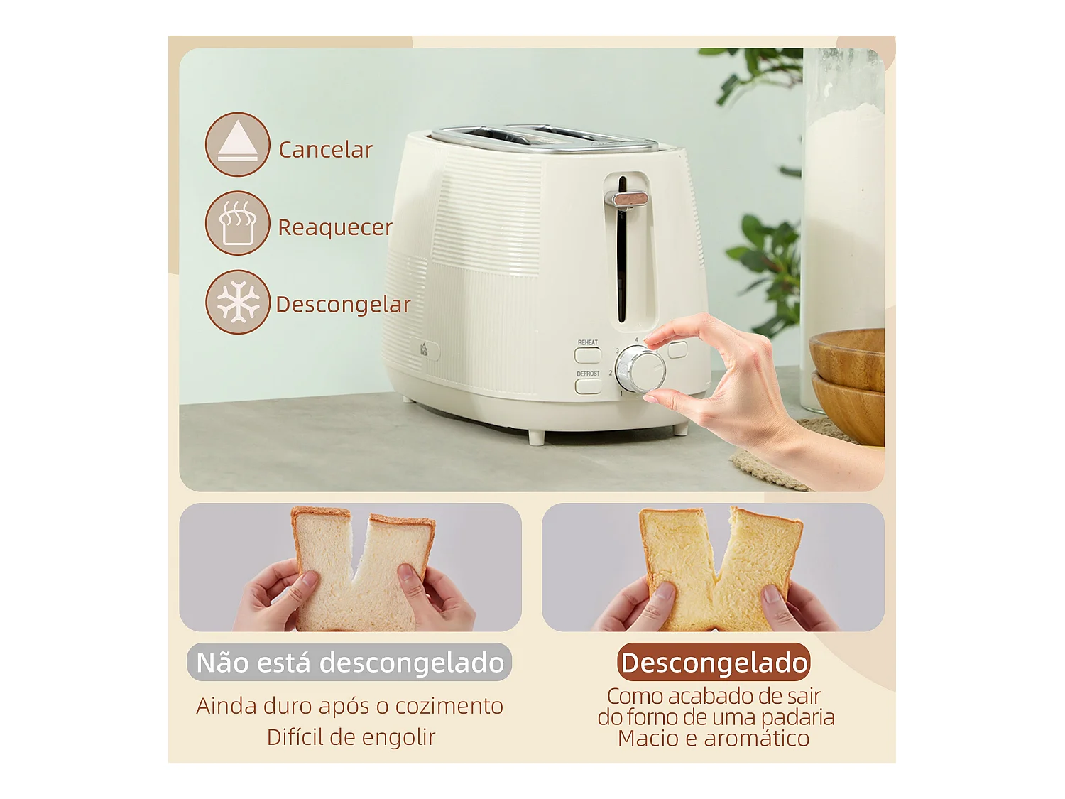 Set hervidor + tostador Homcom 2200W 1,7L 2 rebanadas crema