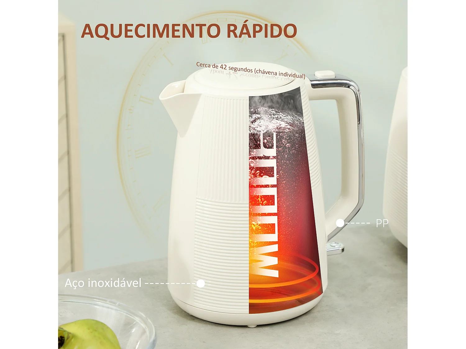 Set hervidor + tostador Homcom 2200W 1,7L 2 rebanadas crema