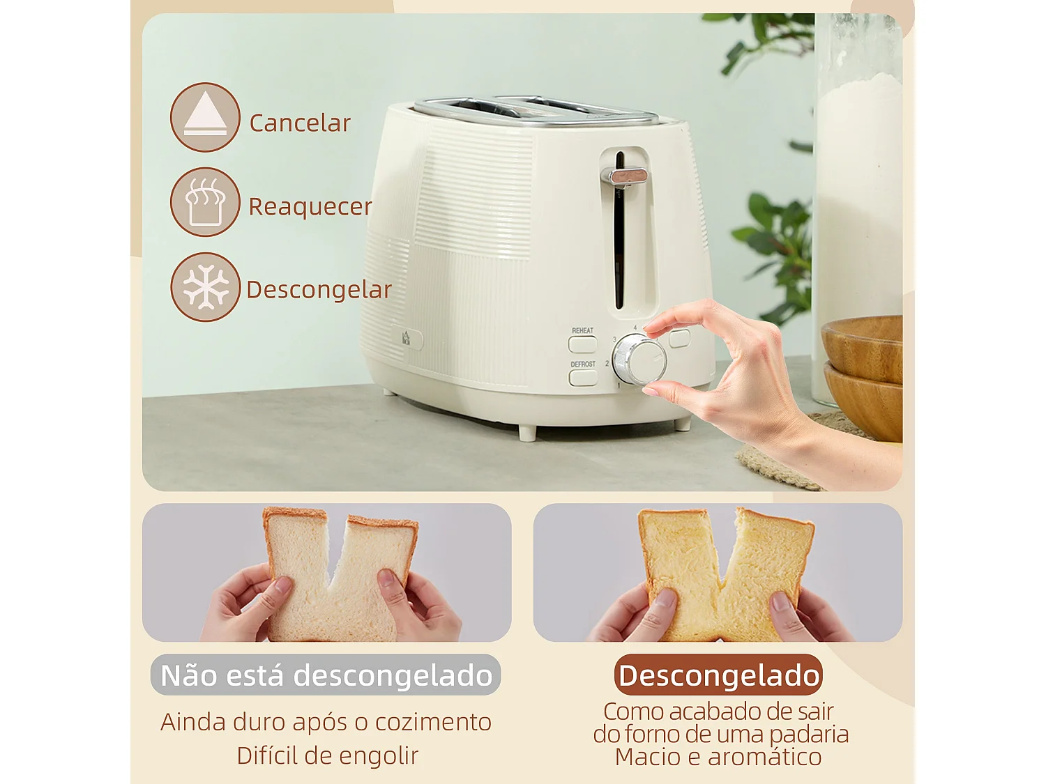 Set hervidor + tostador Homcom 2200W 1,7L 2 rebanadas crema