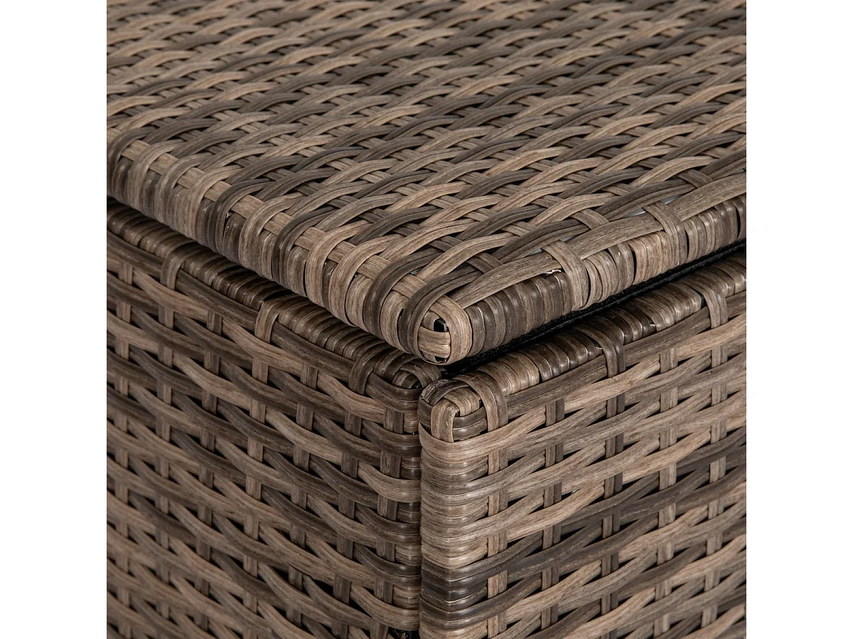 Baú de Armazenamento de Vime Sintético 75x75x70 cm para Exterior com Estrutura de Aço e Haste Hidráulica