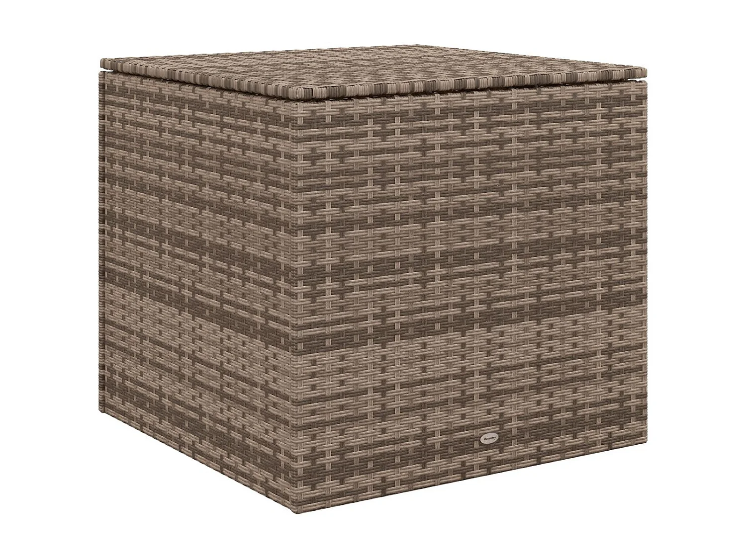 Baú de Armazenamento de Vime Sintético 75x75x70 cm para Exterior com Estrutura de Aço e Haste Hidráulica