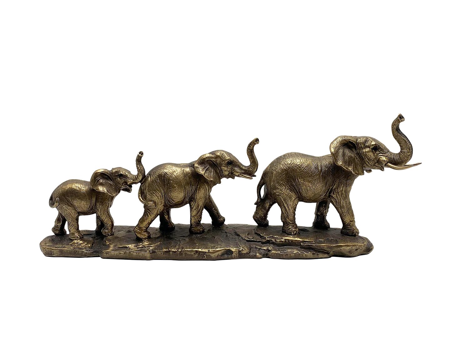 Statue éléphants doré vieilli 45.5x10x17cm