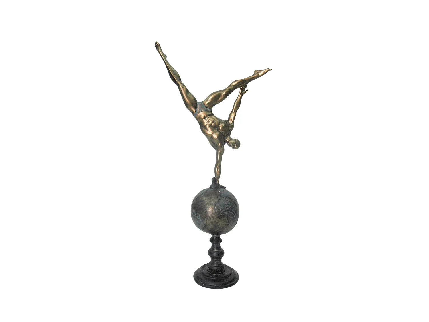Statue gymnaste planète noir doré 24x11x51cm