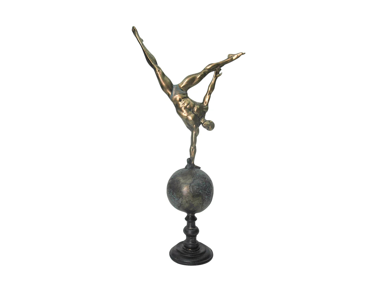 Statue gymnaste planète noir doré 24x11x51cm