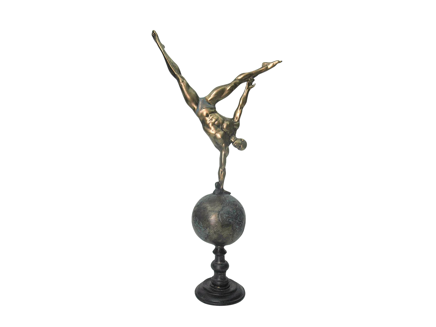 Statue gymnaste planète noir doré 24x11x51cm