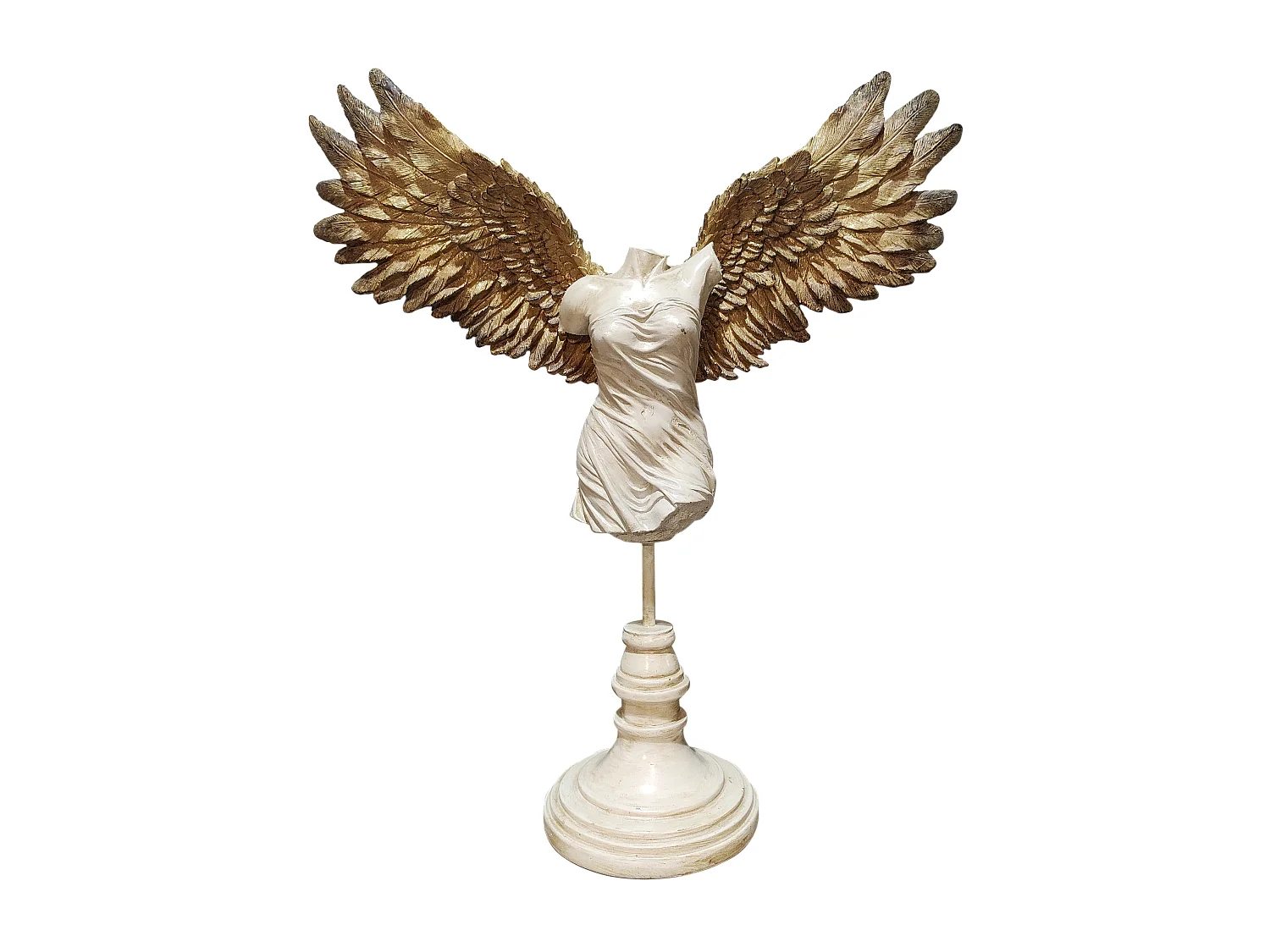 Statue femme ailée blanc et doré 41.5x14x45.5cm