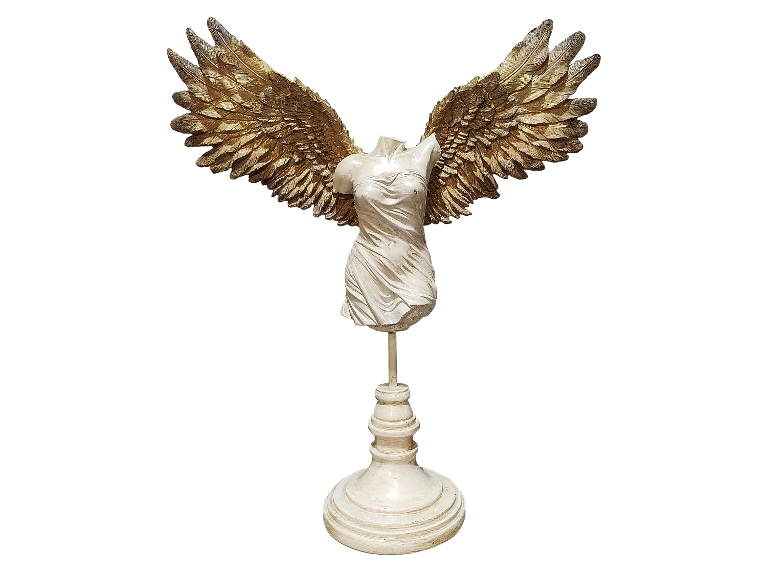 Statue femme ailée blanc et doré 41.5x14x45.5cm