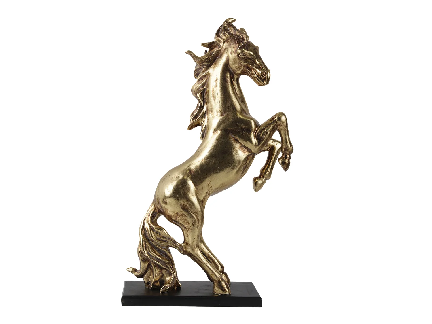 Statue cheval cabre noir doré 24.4x10.8x40.5cm