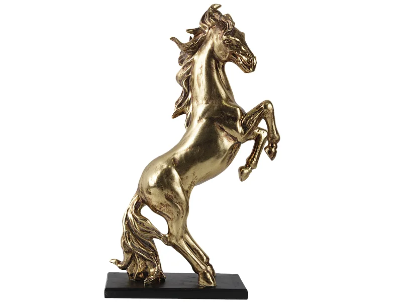 Statue cheval cabre noir doré 24.4x10.8x40.5cm