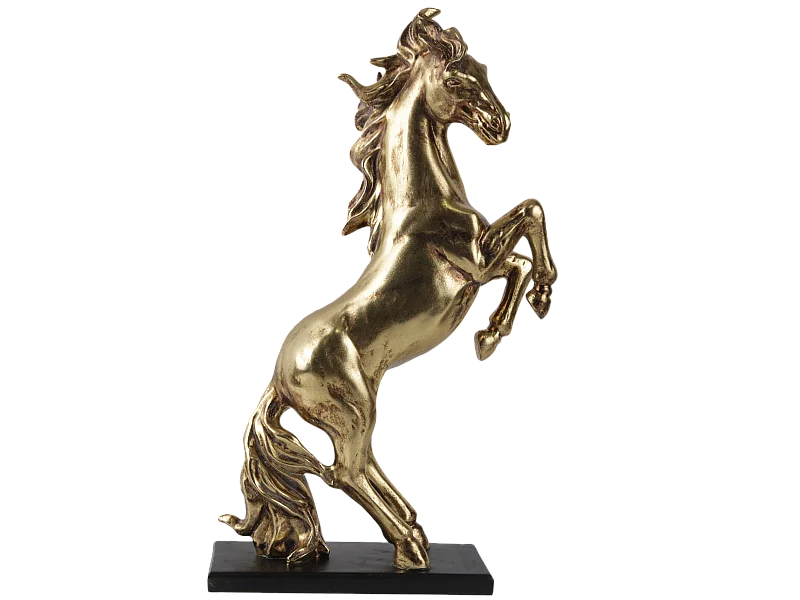 Statue cheval cabre noir doré 24.4x10.8x40.5cm