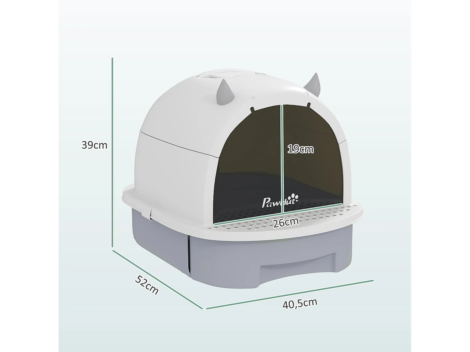 Caixa de Areia Fechada para Gatos PawHut com Tampa, Filtros e Pá - Conforto e Limpeza Garantidos