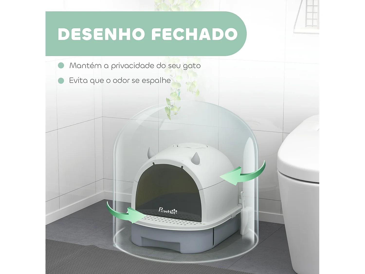 Caixa de Areia Fechada para Gatos PawHut com Tampa, Filtros e Pá - Conforto e Limpeza Garantidos