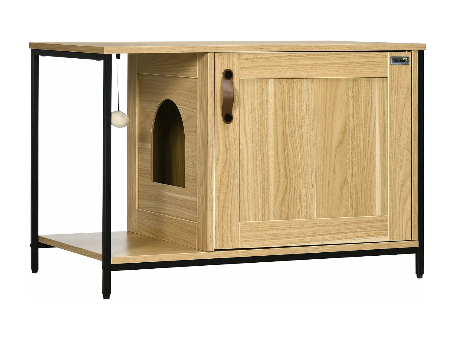 Caixa de Areia para Gatos PawHut: Móvel Multifuncional em Madeira com Brinquedo e Acesso Prático