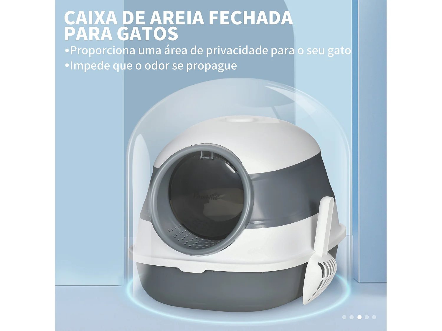 Caixa de Areia Dobrável PawHut para Gatos com Pá e Design Fechado - 52x41x38 cm em Branco e Cinza