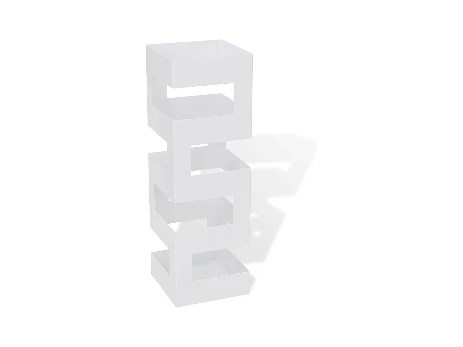 Blanc Carré Porte-parapluie Stockage pour cannes bâtons Acier 48,5cm